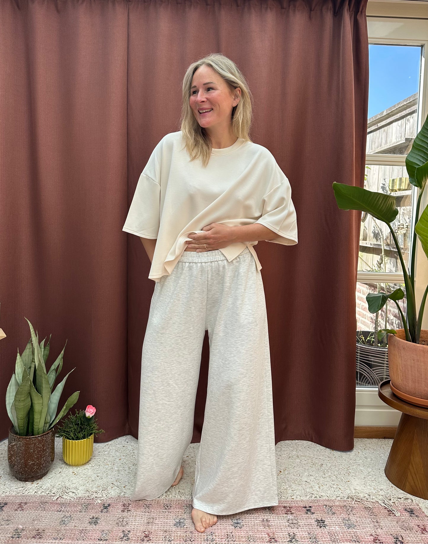 Emma - zachte comfi broek licht grijs