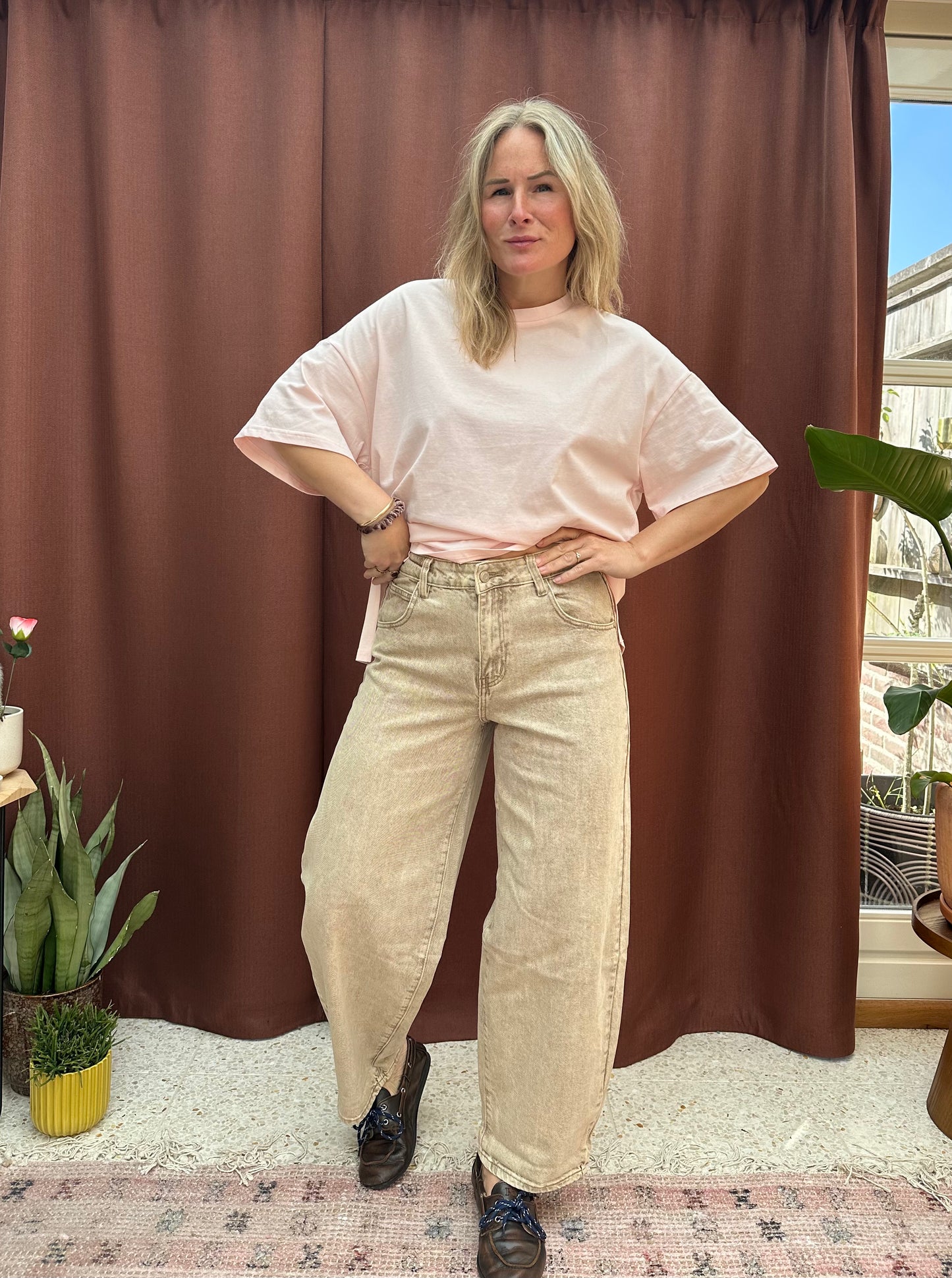 Ebbi - zand kleurige denim balloon
