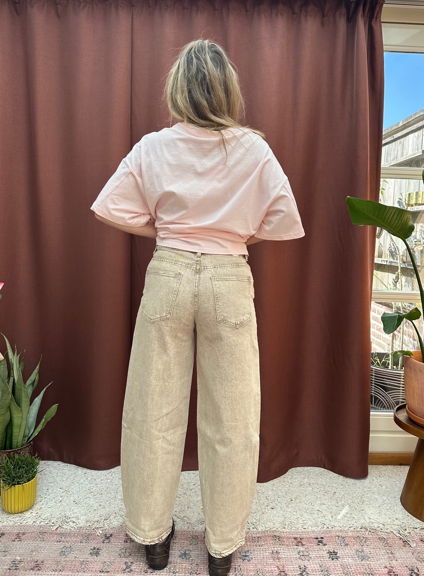 Ebbi - zand kleurige denim balloon