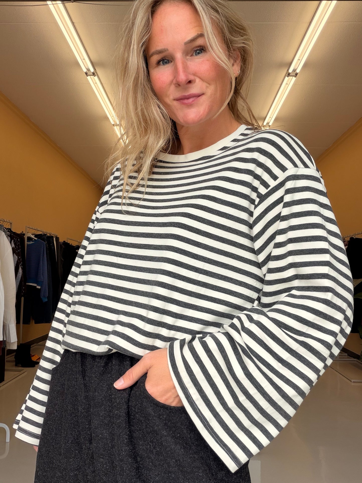 Kim - longesleeve grijze/witte streep