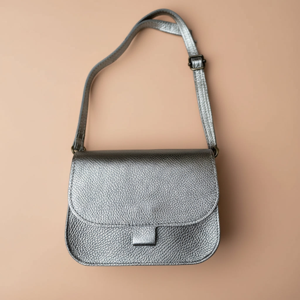 Flora - Leren tas zilver