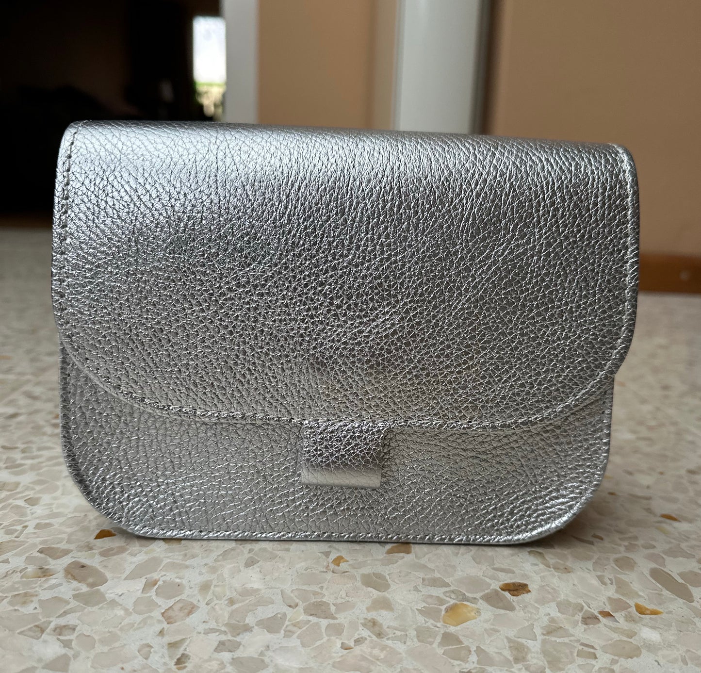 Flora - Leren tas zilver