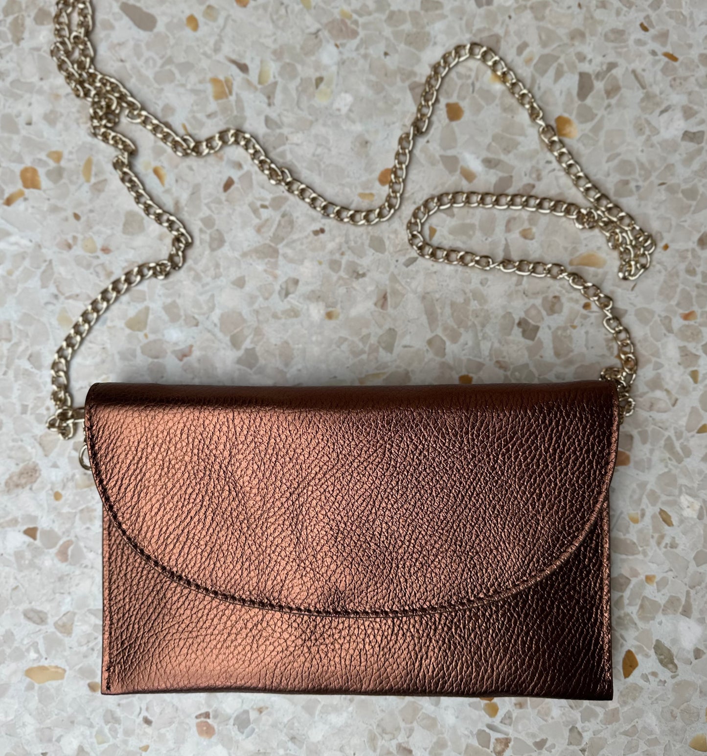 Bisou - Leren clutch / tasje koper